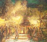 Berninghaus, Oscar Edmund Firelight Procession at the Pueblo on Christmas Eve china oil painting reproduction